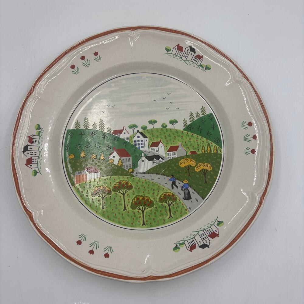 Vintage Newcor Country Village Dinner Plate Stoneware 10" Replacement
